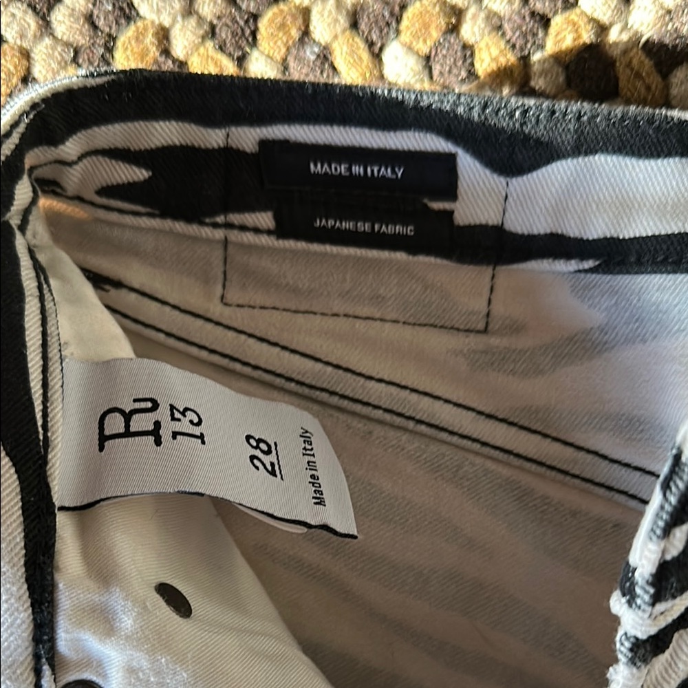 R13 Kick Fit Zebra Print Women's Jeans made in Italy 28 - Picture 3 of 6